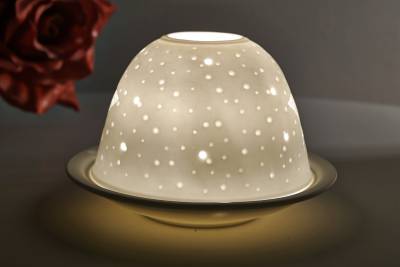 Kerzenfarm Hahn Dome Light Nr. 32803 Stern - Teelicht Windlicht Dekoration Porzellanteelicht - 1