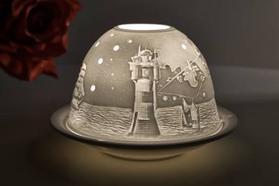 Kerzenfarm Hahn Dome Light, Nr. 32807 Segelschiff - Teelicht Windlicht Dekoration Porzellanteelicht - 0