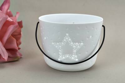 Kerzenfarm Hahn Windlichthalter 32973 Becher mit Henkel, Stern, Teelichthalter, Porzellan - 0