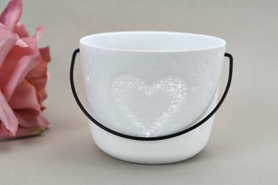 Kerzenfarm Hahn Windlichthalter 32971 Becher mit Henkel, Herz, Teelichthalter, Porzellan - 0