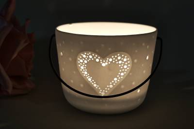 Kerzenfarm Hahn Windlichthalter 32971 Becher mit Henkel, Herz, Teelichthalter, Porzellan - 1