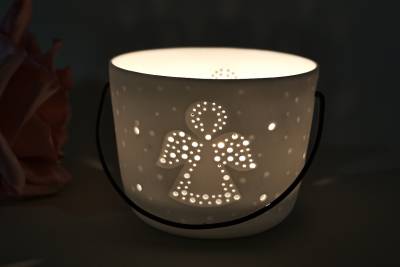 Kerzenfarm Hahn Windlichthalter 32974 Becher mit Henkel, Engel, Teelichthalter, Porzellan - 1