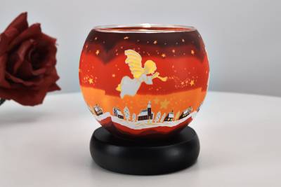 Leuchtglaslampe 21830 Angel 11cm Tischlampe Kerzenfarm Dekoleuchte, Licht - 0