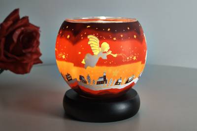 Leuchtglaslampe 21830 Angel 11cm Tischlampe Kerzenfarm Dekoleuchte, Licht - 1