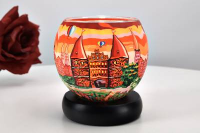 Leuchtglas 21628 Lübeck 11cm Tischlampe, Dekoleuchte, Licht, Kerzenfarm - 0