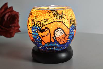 Leuchtglas Lampe 21122 Fox 11cm Kerzenhalter Tischlampe Kerzenfarm Dekoleuchte - 1