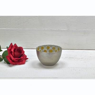 Leuchter Spots aus Aluminium · gelb / silber, Teelichthalter Kerzenständer, 10cm - 0