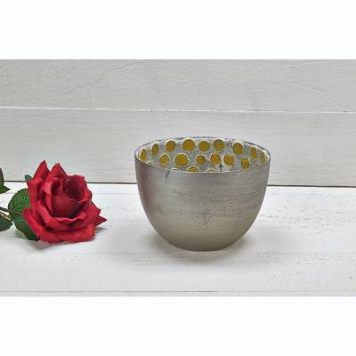 Leuchter Spots aus Aluminium · gelb / silber, Teelichthalter Kerzenständer, 14cm - 0