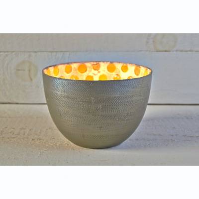 Leuchter Spots aus Aluminium · gelb / silber, Teelichthalter Kerzenständer, 14cm - 1