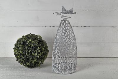 Katze Purley Metall, weiss gewischt, Kerzenhalter, Kerzenständer, Deko, Höhe 34cm - 0