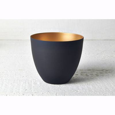 Becher für Teelichter, schwarz/ kupfer, Windlichthalter, Teelichthalter, Glas für Teelicht - 1
