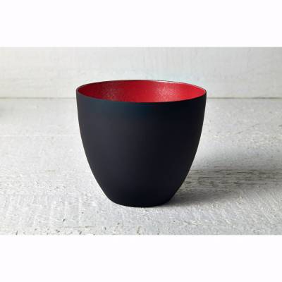 Becher für Teelichter, schwarz/ rot, Windlichthalter, Teelichthalter, Glas für Teelicht - 1