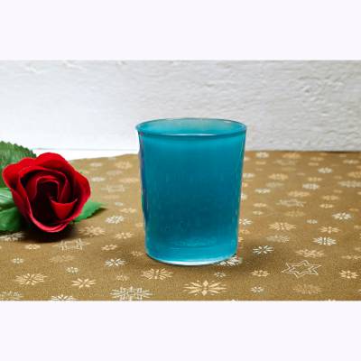 Teelichtglas türkis/grün, Teelichthalter, Glas für Teelichter, Windlicht, uni - 0