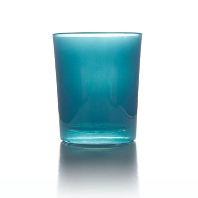 Teelichtglas türkis/grün, Teelichthalter, Glas für Teelichter, Windlicht, uni - 1