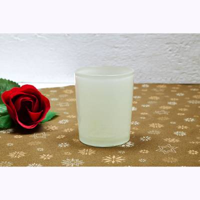 Teelichtglas creme, beige, Teelichthalter, Glas für Teelichter, Windlicht, uni - 0