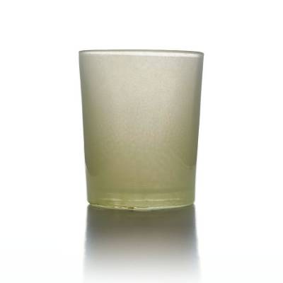 Teelichtglas creme, beige, Teelichthalter, Glas für Teelichter, Windlicht, uni - 1