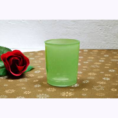 Teelichtglas apfelgrün, Teelichthalter, Glas für Teelichter, Windlicht, uni - 0
