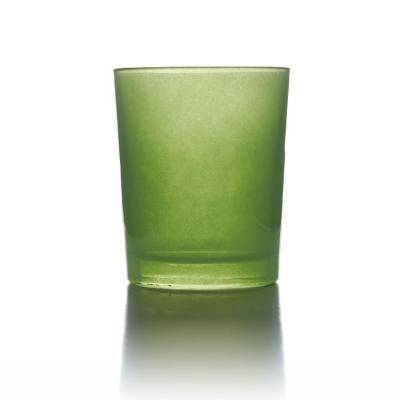 Teelichtglas apfelgrün, Teelichthalter, Glas für Teelichter, Windlicht, uni - 1