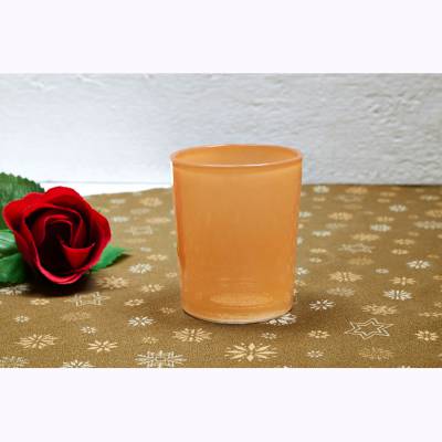 Teelichtglas orange, Teelichthalter, Glas für Teelichter, Windlicht, uni - 0