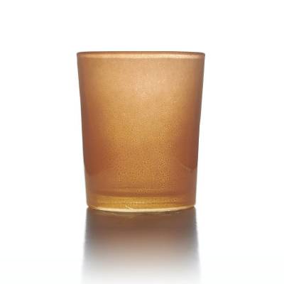 Teelichtglas orange, Teelichthalter, Glas für Teelichter, Windlicht, uni - 1