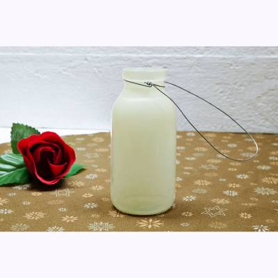 Deko Flasche creme, beige Glasflasche Dekoflasche, Vase, Tischdeko, Fläschen - 0