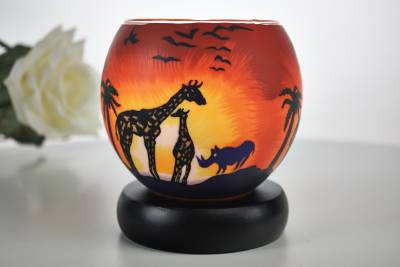 elektrische Leuchtglas Lampe, 21123 Safari 11cm Tischleuchte, Dekolampe, Kerzenfarm - 0