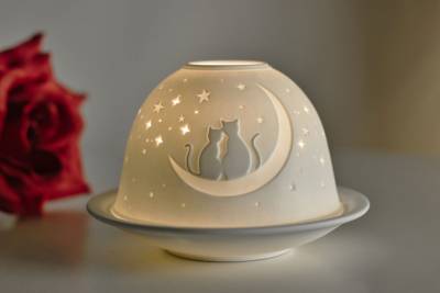 Kerzenfarm Hahn Dome Light 30176 Halbmond Teelicht Windlicht Porzellanteelicht - 1