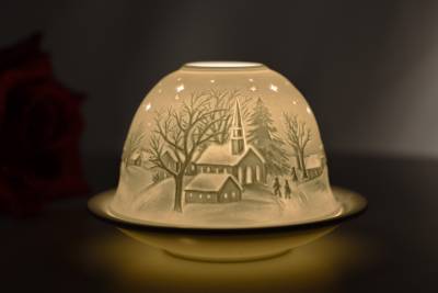 Kerzenfarm Hahn Dome Light 32035 Kapelle Winter Teelicht Windlicht Porzellanteelicht - 0