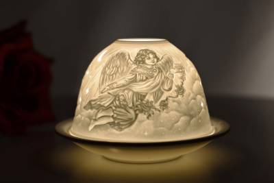 Kerzenfarm Hahn Dome Light 32038 Friedensengel - Teelicht Windlicht Porzellanteelicht - 0