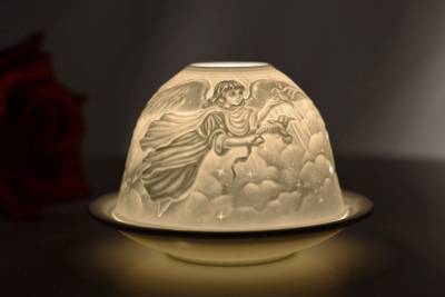 Kerzenfarm Hahn Dome Light 32038 Friedensengel - Teelicht Windlicht Porzellanteelicht - 1