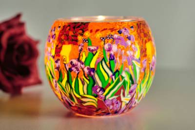 Leuchtglas 21403 Lilien 11cm Blütentraum Farbenspiel aus Gelb, Grün, Rot & Lila Unikat in Serie - 1