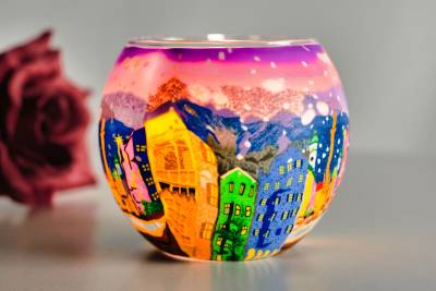 Verträumtes Leuchtglas Stadt der Träume, 21835 Handmodelliertes Unikat in Serie - 1