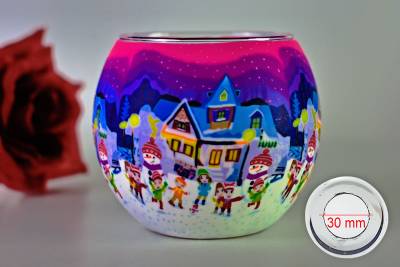 Leuchtglas 21833 Winterhouse Kids 11cm MIT 30mm Bohrung Tauschglas Ersatzglas - 0