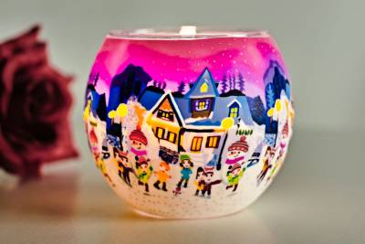 Leuchtglas 21833 Winterhouse Kids 11cm MIT 30mm Bohrung Tauschglas Ersatzglas - 1