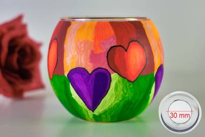 Leuchtglas 21303 modern Hearts Herzen 11cm MIT 30mm Bohrung Tauschglas Ersatzglas - 0