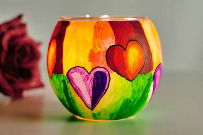 Leuchtglas 21303 modern Hearts Herzen 11cm MIT 30mm Bohrung Tauschglas Ersatzglas - 1