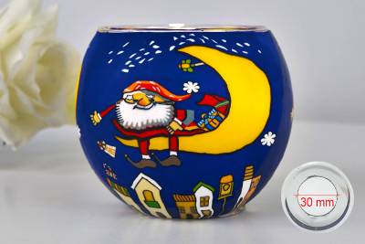 Leuchtglas 21824 Santa on the moon 11cm MIT 30mm Bohrung Tauschglas Ersatzglas - 0