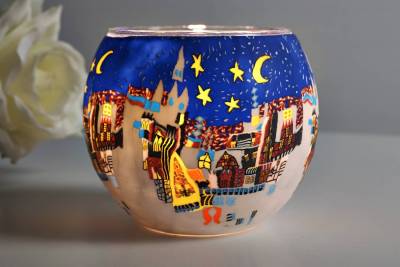 Leuchtglas 21807 Wintermärchen 11cm MIT 30mm Bohrung Tauschglas Ersatzglas - 1