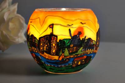 Leuchtglas 21633 British Village 11cm MIT 30mm Bohrung Tauschglas Ersatzglas - 1