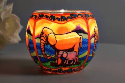 Leuchtglas 21121 Elefant 11cm MIT 30mm Bohrung Tauschglas Ersatzglas - 1