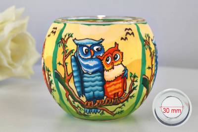 Leuchtglas 21110 Owls by day 11cm MIT 30mm Bohrung Tauschglas Ersatzglas - 0