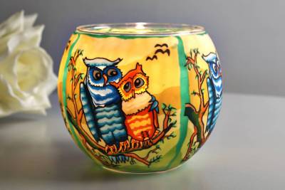 Leuchtglas 21110 Owls by day 11cm MIT 30mm Bohrung Tauschglas Ersatzglas - 1