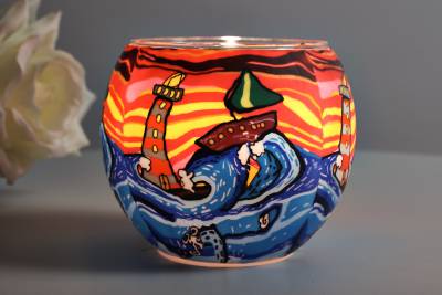 Leuchtglas 21003 Waves 11cm MIT 30mm Bohrung Tauschglas Ersatzglas - 1