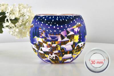 Leuchtglas 21822 Snowy Town by Night 11cm MIT 30mm Bohrung Tauschglas Ersatzglas - 0