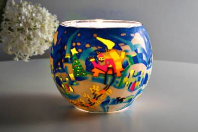 Leuchtglas 21815 Schlittenfahrt 11cm MIT 30mm Bohrung Tauschglas Ersatzglas - 1