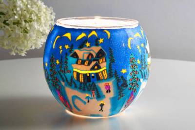 Leuchtglas 21814 Winter 11cm MIT 30mm Bohrung Tauschglas Ersatzglas - 1