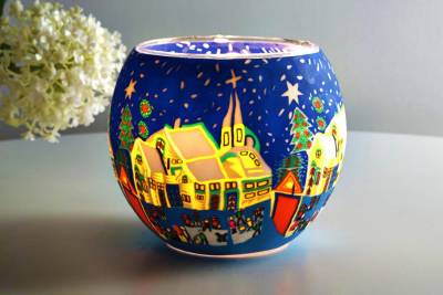 Leuchtglas 21811 Snowy Village 11cm MIT 30mm Bohrung Tauschglas Ersatzglas - 1