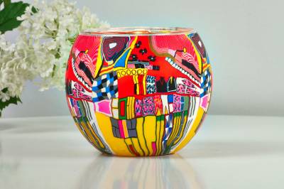 Leuchtglas 21606 Modern Art Red 11cm MIT 30mm Bohrung Tauschglas Ersatzglas - 1