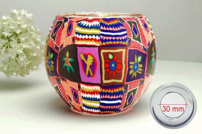 Leuchtglas 21501 Ethno 11cm MIT 30mm Bohrung Tauschglas Ersatzglas - 0