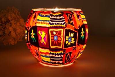 Leuchtglas 21501 Ethno 11cm MIT 30mm Bohrung Tauschglas Ersatzglas - 1